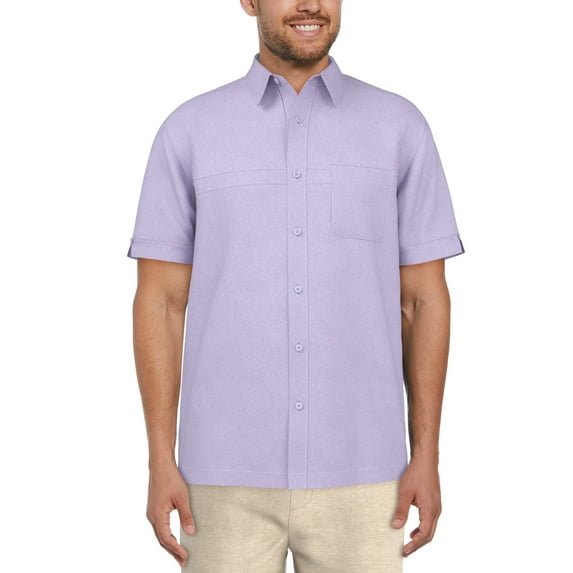 Cafe Luna Men’s and Big Men’s Crosshatch Print Short Sleeve Shirt, Sizes S-5XL