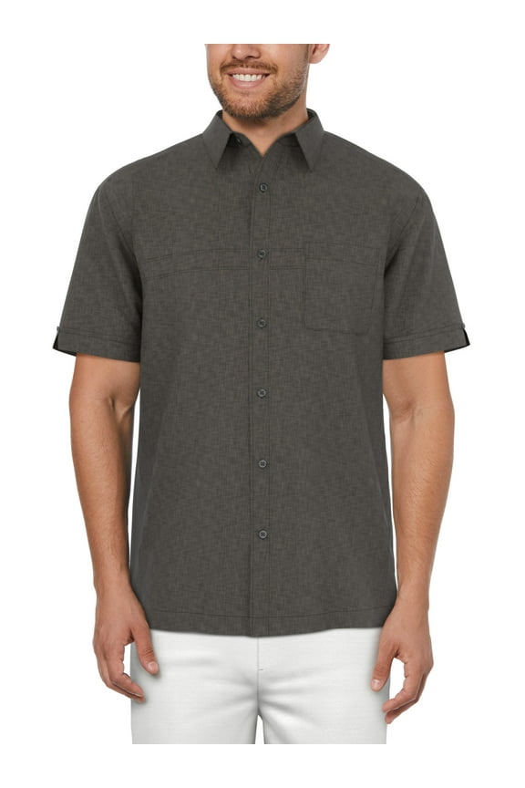 Men’s and Big Men’s Crosshatch Print Short Sleeve Shirt, Sizes S-5XL