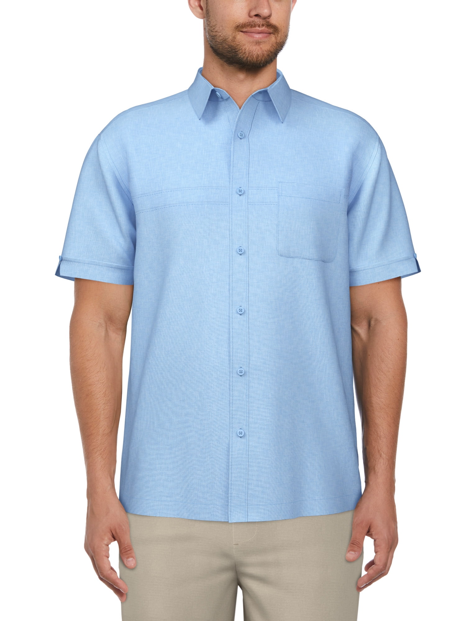 Cafe Luna Men’s and Big Men’s Crosshatch Print Short Sleeve Shirt, Sizes S-5XL