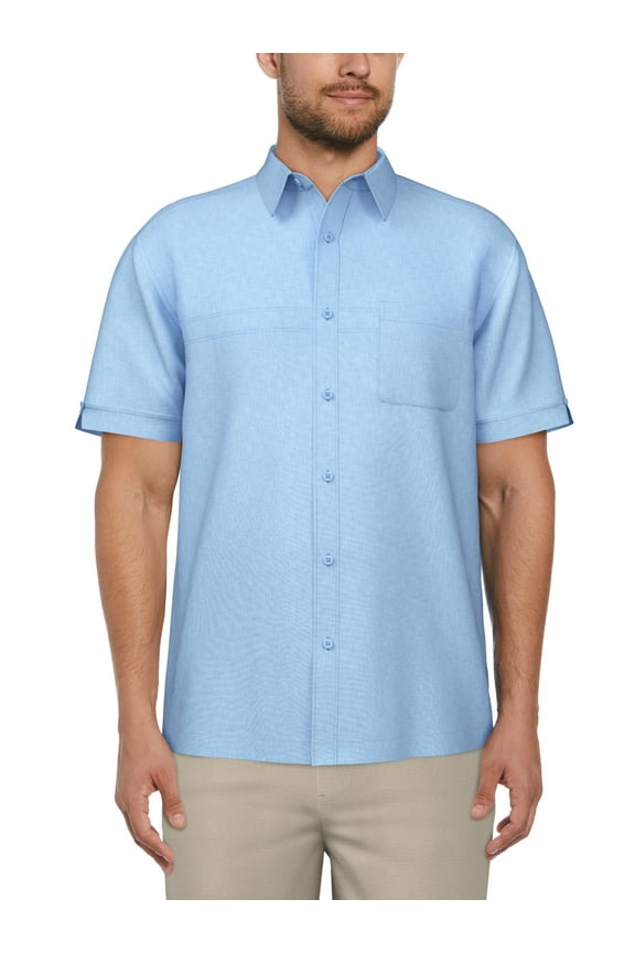 Men’s and Big Men’s Crosshatch Print Short Sleeve Shirt, Sizes S-5XL