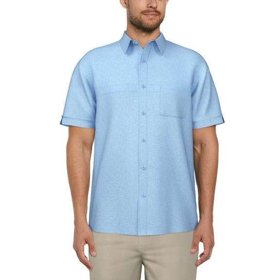 Cafe Luna Men’s and Big Men’s Crosshatch Print Short Sleeve Shirt, Sizes S-5XL