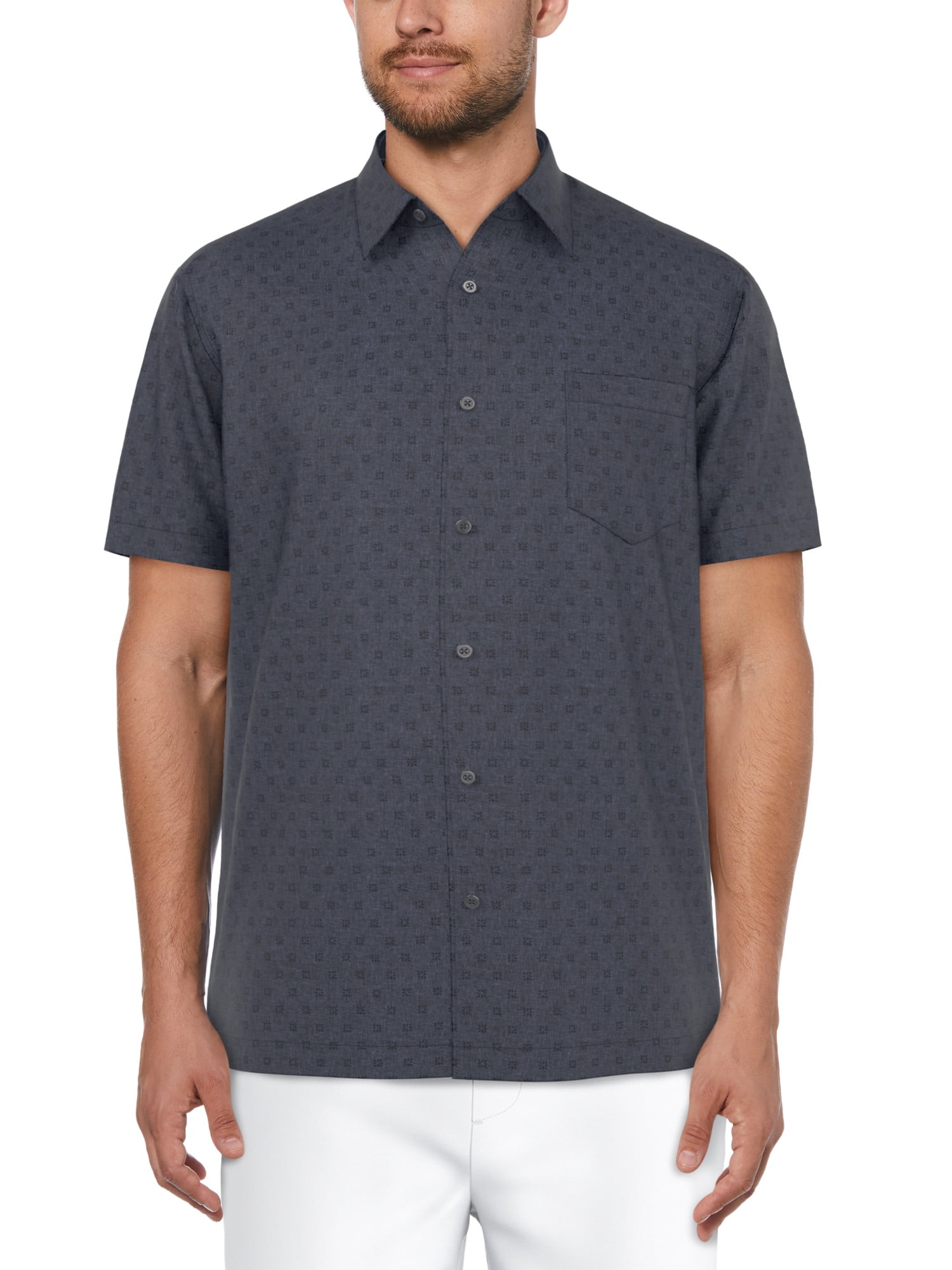 Cafe Luna Men's and Big Men's Geo Print Short Sleeve Shirt, up to Size 5XL