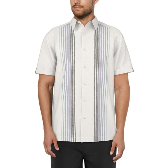 Cafe Luna Men's and Big Men's Gradient Panel Print Short Sleeve Shirt, Sizes S-5XL