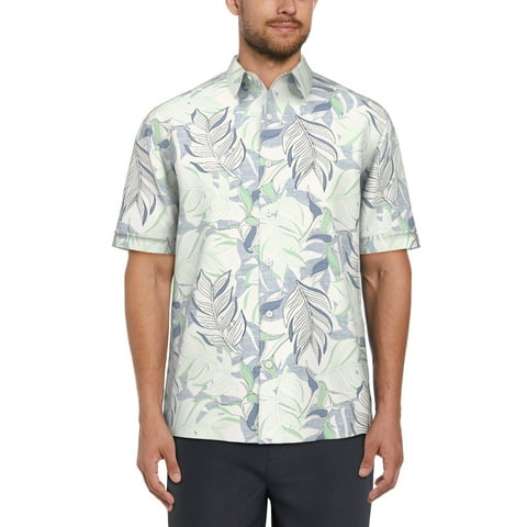 Men's and Big Men's Leaf Print Short Sleeve Shirt, Sizes S-5XL