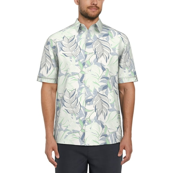 Cafe Luna Men's and Big Men's Leaf Print Short Sleeve Shirt, Sizes S-5XL