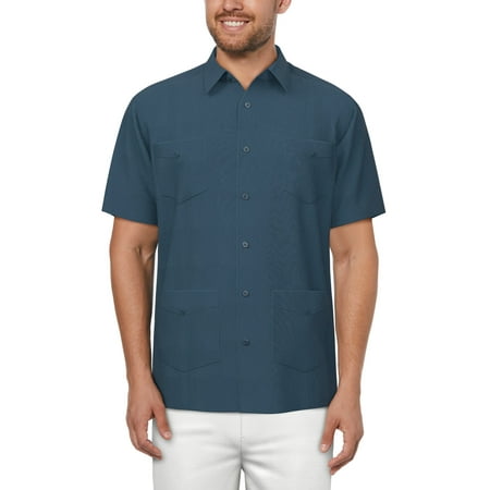 Cafe Luna Men's and Big Men's Pintuck Short Sleeve Guayabera Shirt, Sizes S-5XL