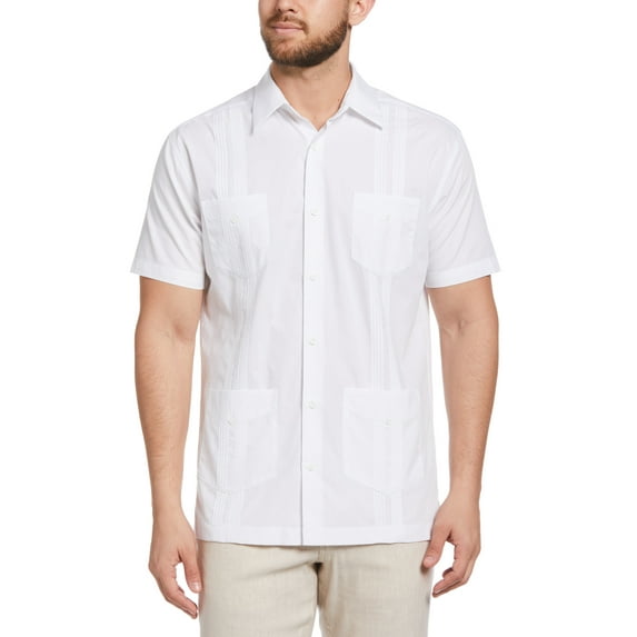 Cafe Luna Men's and Big Men's Cotton Blend Pintuck Short Sleeve Guayabera Shirt, Sizes S-5XL