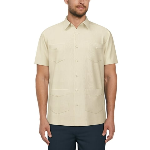 Men's and Big Men's Pintuck Short Sleeve Guayabera Shirt, Sizes S-5XL