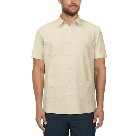 Cafe Luna Men's and Big Men's Pintuck Short Sleeve Guayabera Shirt, Sizes S-5XL