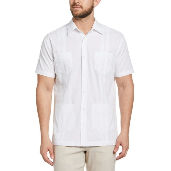 Cafe Luna Men's and Big Men's Cotton Blend Pintuck Short Sleeve Guayabera Shirt, Sizes S-5XL