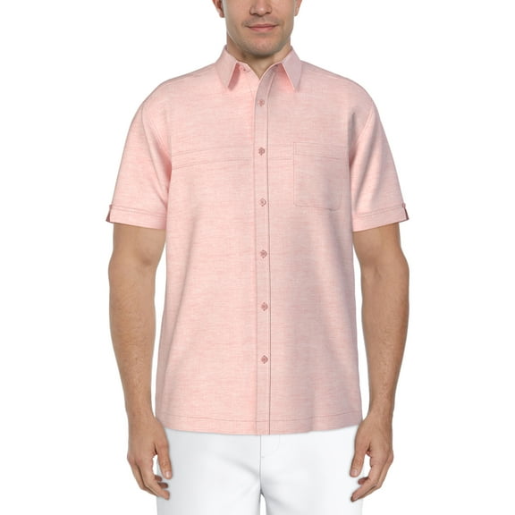 Cafe Luna Men’s and Big Men’s Crosshatch Print Short Sleeve Shirt, Sizes S-5XL