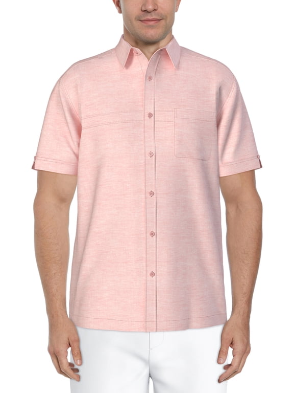Men’s and Big Men’s Crosshatch Print Short Sleeve Shirt, Sizes S-5XL