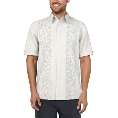 Cafe Luna Men's and Big Men's Printed Panel Short Sleeve Shirt, Sizes S-5XL