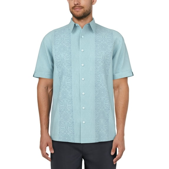 Cafe Luna Men's and Big Men's Printed Panel Short Sleeve Shirt, Sizes S-5XL