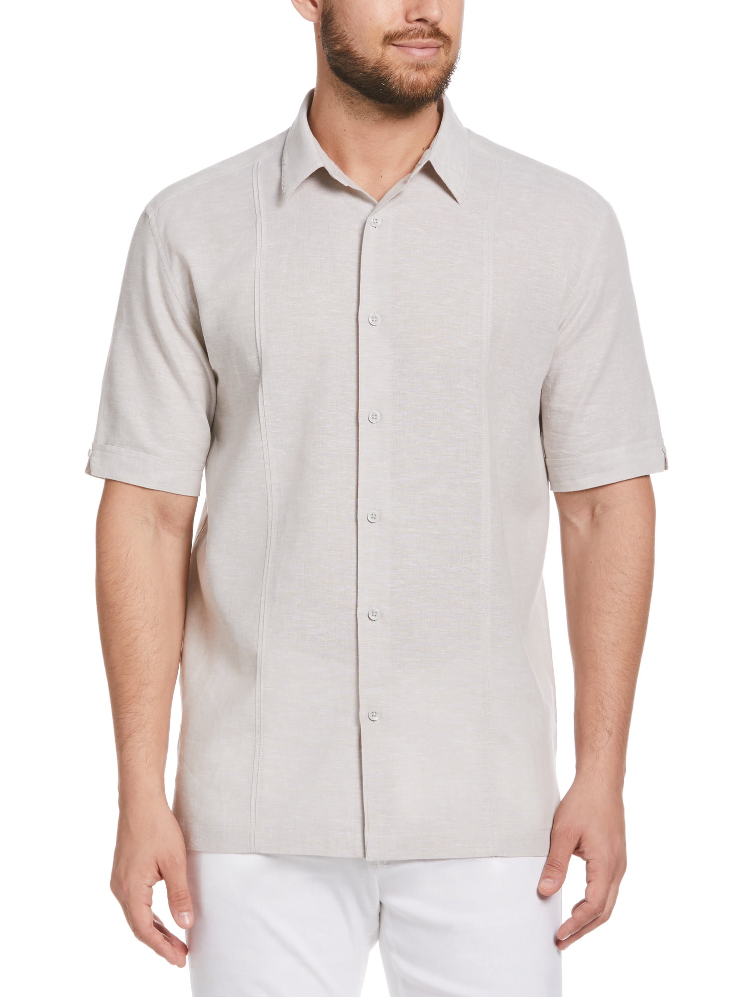 Cafe Luna Men's and Big Men's Short Sleeve Linen-Cotton Tuck