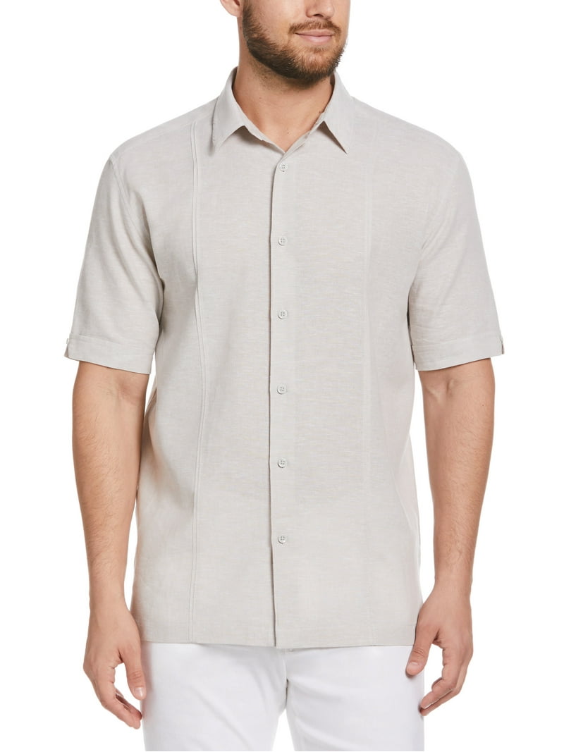 Cafe Luna Men's and Big Men's Short Sleeve Linen-Cotton Tuck Panel - Main Image