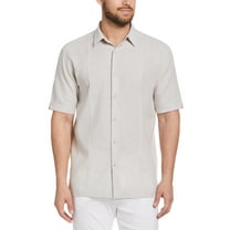Cafe Luna Men's and Big Men's Short Sleeve Linen-Cotton Tuck Panel Woven Shirt, Sizes S-5XL
