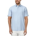 thumbnail image 1 of Cafe Luna Men's and Big Men's Short Sleeve Linen Cotton Tuck Panel Woven Shirt, Sizes S-5XL, 1 of 3