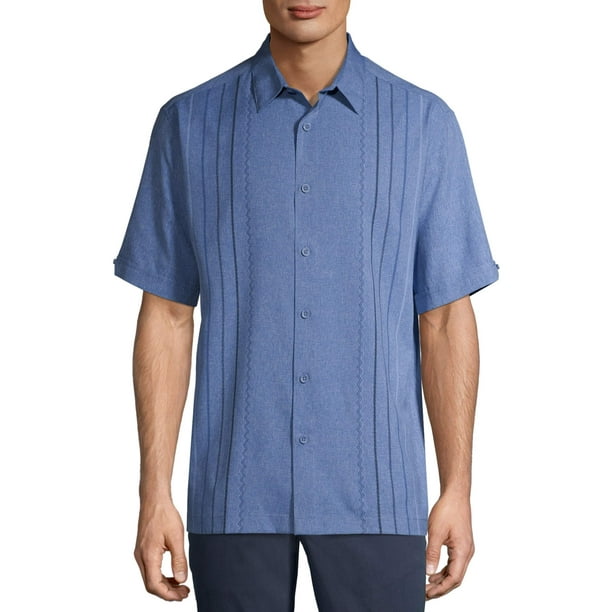 Cafe Luna Men's and Big Men's Short Sleeve Panel Woven Shirt - Walmart.com