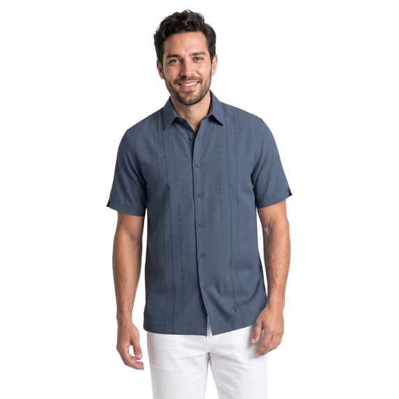 Cafe Luna Men's & Big Men's Geo Panel Print Short Sleeve Button Down Shirt, Sizes S-5XL