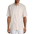 thumbnail image 1 of Cafe Luna Men's and Big Men's Short Sleeve Two Pocket Linen Cotton Woven Shirt, 1 of 4