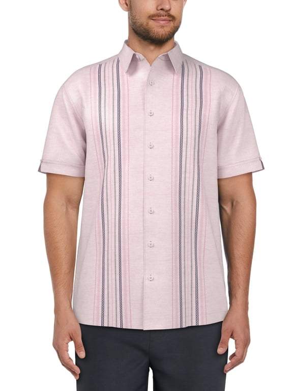 Men's and Big Men's Stripe Panel Print Short Sleeve Shirt, Sizes S-5XL