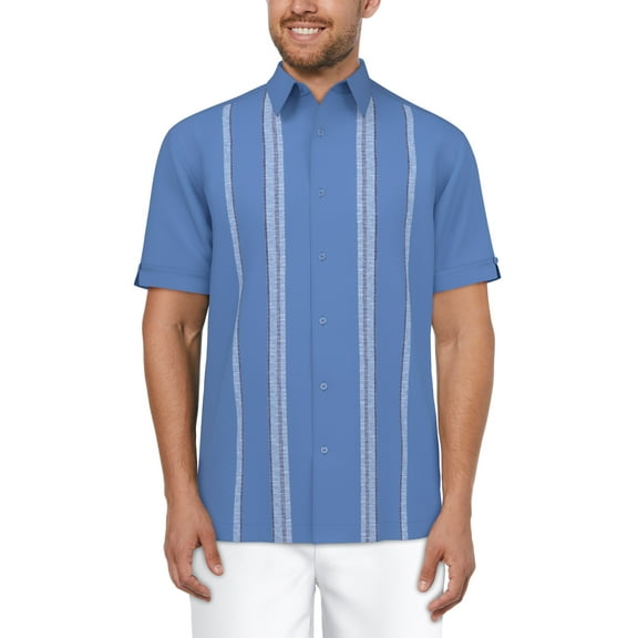 Cafe Luna Men's and Big Men's Stripe Panel Short Sleeve Shirt, Sizes S-5XL