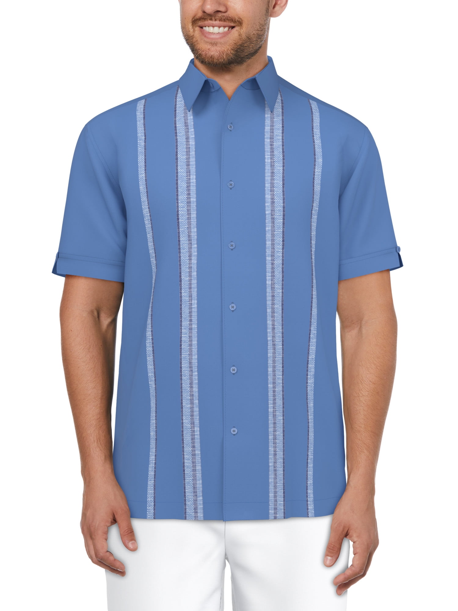 Cafe Luna Men's and Big Men's Stripe Panel Short Sleeve Shirt, Sizes S-5XL