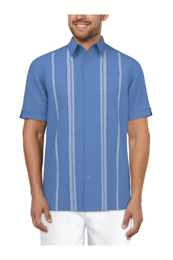 Men's and Big Men's Stripe Panel Short Sleeve Shirt, Sizes S-5XL