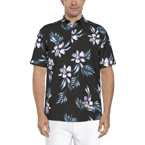 Men's and Big Men's Tropical Flower Print Short Sleeve Shirt, Sizes S-5XL