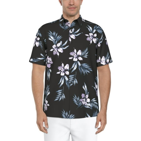 Cafe Luna Men's and Big Men's Tropical Flower Print Short Sleeve Shirt, Sizes S-5XL