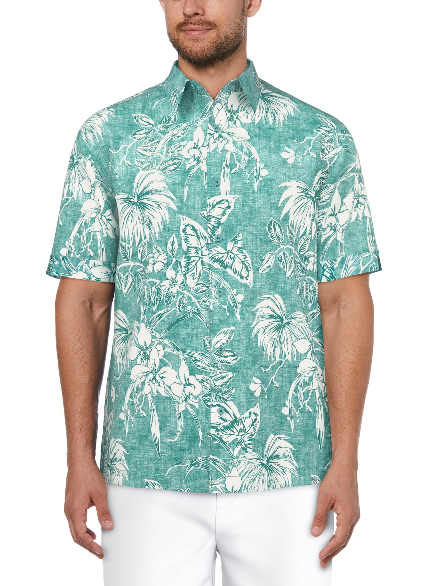 Cafe Luna Men's and Big Men's Tropical Flower Print Short Sleeve Shirt, Sizes S-5XL