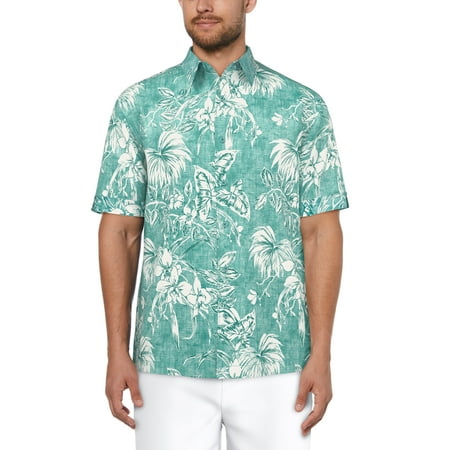 Cafe Luna Men's and Big Men's Tropical Flower Print Short Sleeve Shirt, Sizes S-5XL