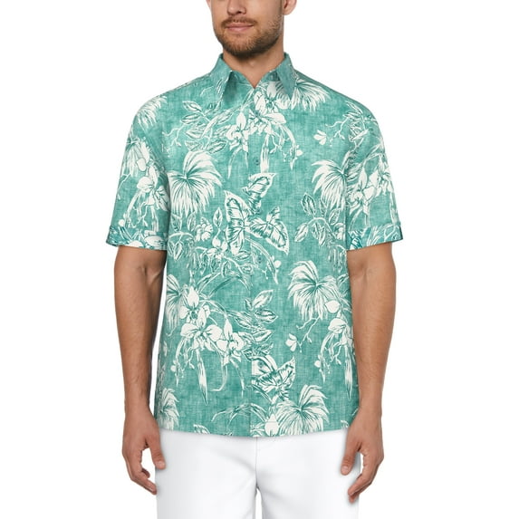 Cafe Luna Men's and Big Men's Tropical Flower Print Short Sleeve Shirt, Sizes S-5XL