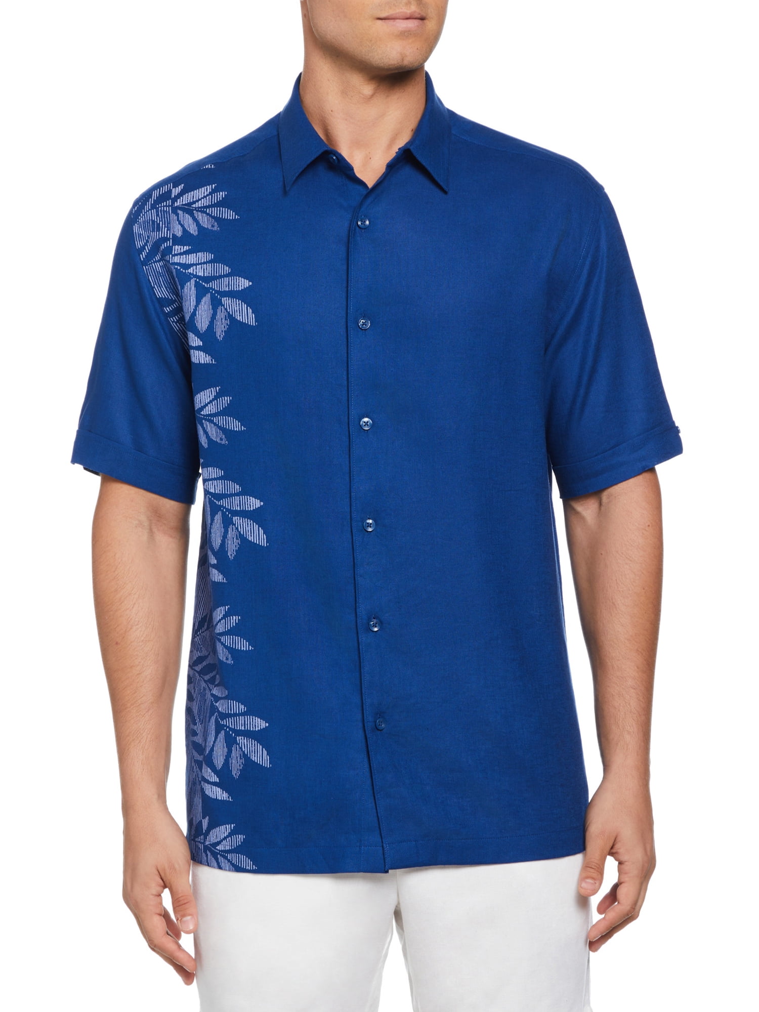Cafe Luna Men's asymmetric Tropical Leaf Print Woven Shirt - Walmart.com