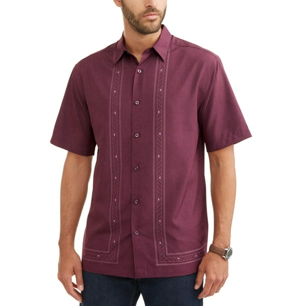 Cafe Luna Men's short sleeve l shape panel woven shirt - Walmart.com