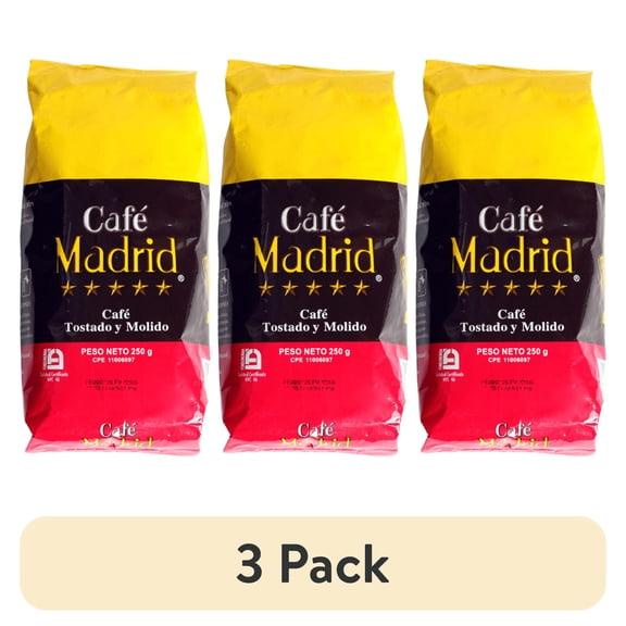 (3 pack) Cafe Madrid 100% Ground Coffee Espresso Blend 250g Bag (8.8oz)
