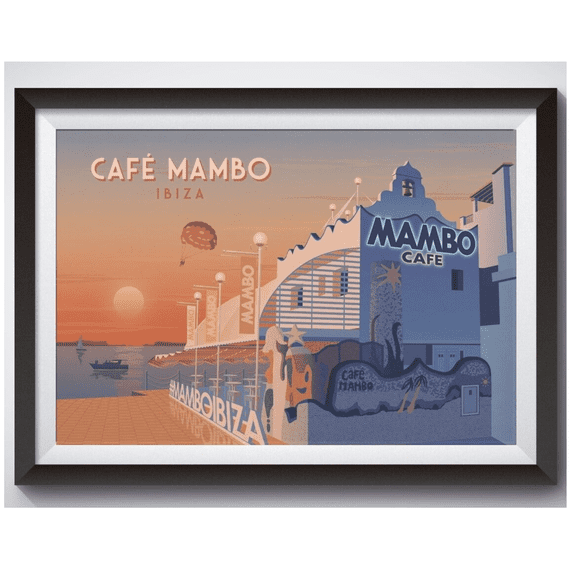 Cafe Mambo Travel Poster Ibiza Spain San Antonio Pacha Ibiza Nightclub Dance Music Parties Clubbing Ibiza Raving Wall Art