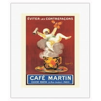 Cafe Martin Coffee Brand - Avoid Counterfeits (Éviter Les Contrefacons) - Vintage French Advertising Poster by Leonetto Cappiello c.1921 - Fine Art Rolled Canvas Print 11in x 14in