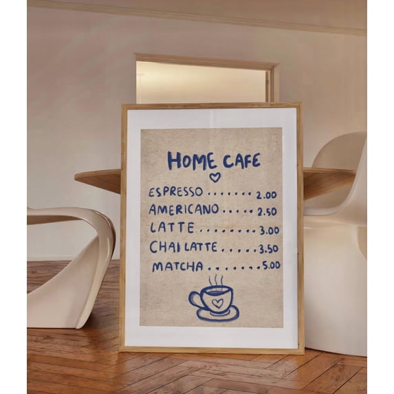 Cafe Menu Kitchen Coffee Bar Blue Quote Art Retro Funky Poster , Poster ...