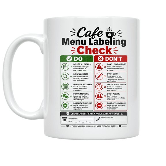 Cafe Menu Labeling Check - Cafe Owner - 11 oz Ceramic Coffee Mug