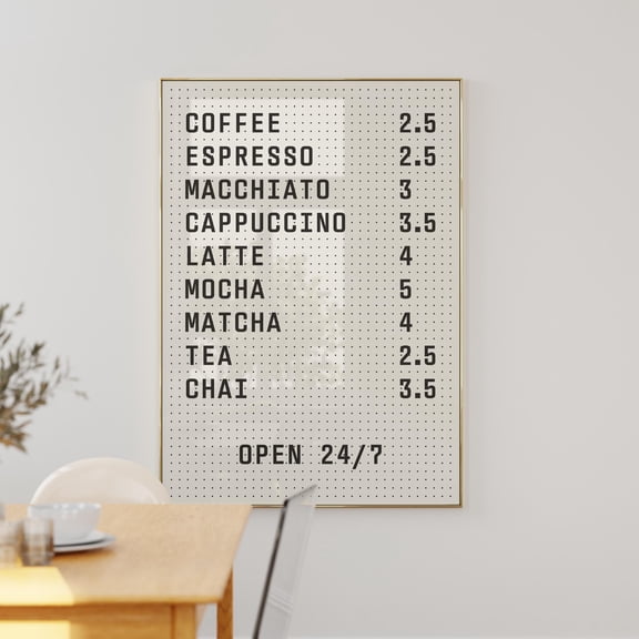 Cafe Menu Peg Board Print, Coffee Wall Art, Coffee Bar Decor, Coffee Lover Gift, Cafe Decor, Kitchen Wall Art, Retro Coffee Poster, Modern Wall Decor , Poster Print Only