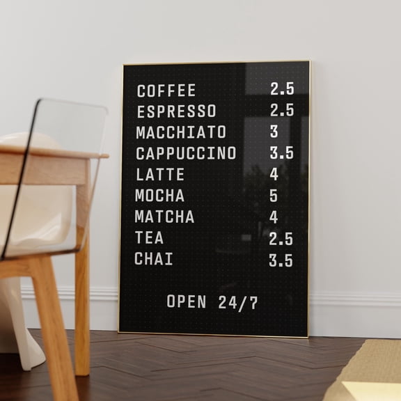 Cafe Menu Peg Board Print, Coffee Wall Art, Coffee Bar Decor, Coffee Lover Gift, Cafe Decor, Kitchen Wall Art, Retro Coffee Poster , Poster Print Only