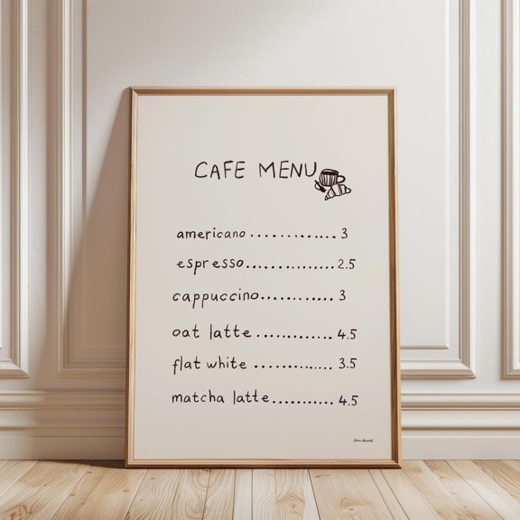 Cafe Menu Wall Art Coffee Bar Menu Coffee Coffee Station Decor Home Bakery Print Aesthetic Wall Art Trendy Kitchen Print, Unframed Paper Print