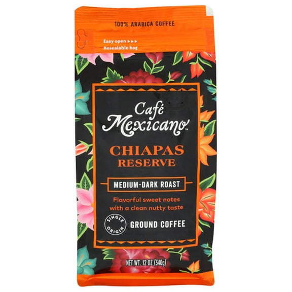 Cafe Mexicano Coffee Ground Chiapas Medium Roast 12 oz (Pack of 6)