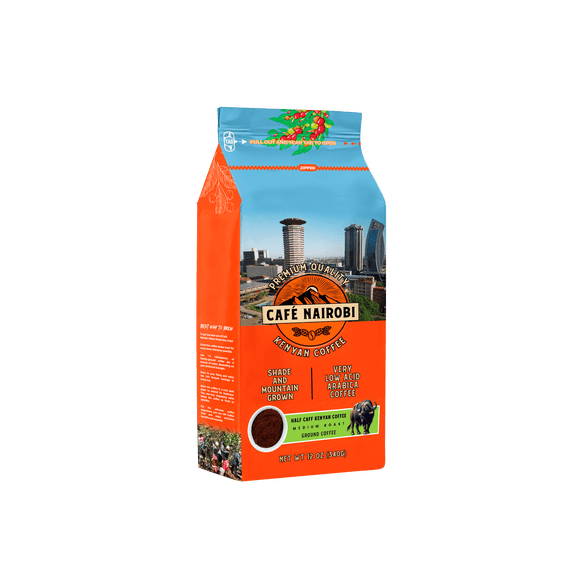 Cafe Nairobi Half Caff Ground Coffee, 12oz