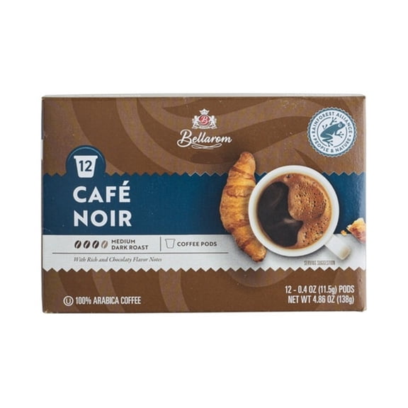 Cafe Noir Coffee Pods, K-Cup Compatible,12 Single Serve Cups, Bellarom 6.3oz/114g  1 Box