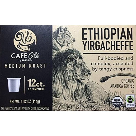 cafe ole organic ethiopian yirgacheffe medium roast single serve coffee cups