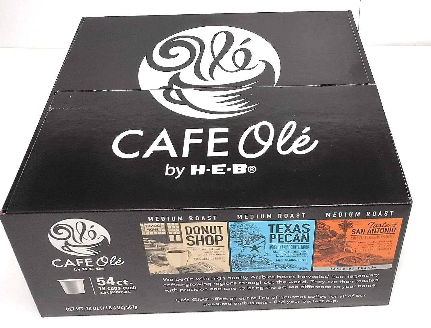 Cafe Ole Single Serve Keurig K-Cup Coffee Pods Variety Pack Taste San Antonio, Texas Pecan & Donut Shop 54 count (54 Count)