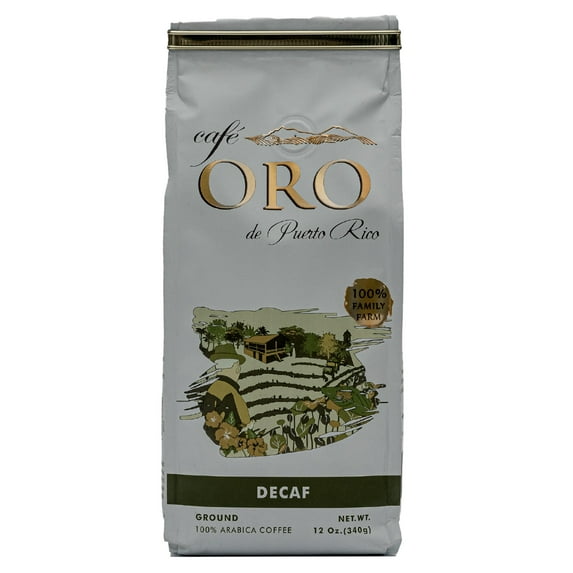 Cafe Oro De Puerto Rico Decaf 12 oz, Ground, Medium Roast